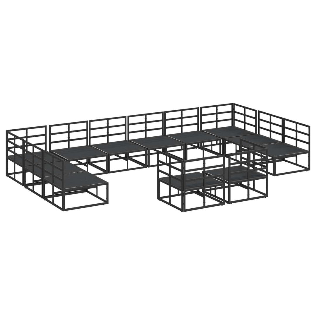 Havesofa Sæt med pude 12 pcs Sort Aluminium