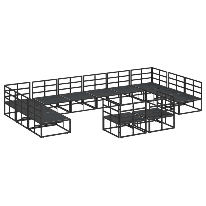 Havesofa Sæt med pude 12 pcs Sort Aluminium