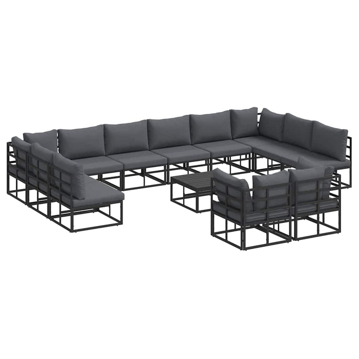Havesofa Sæt med pude 13 pcs Sort Aluminium