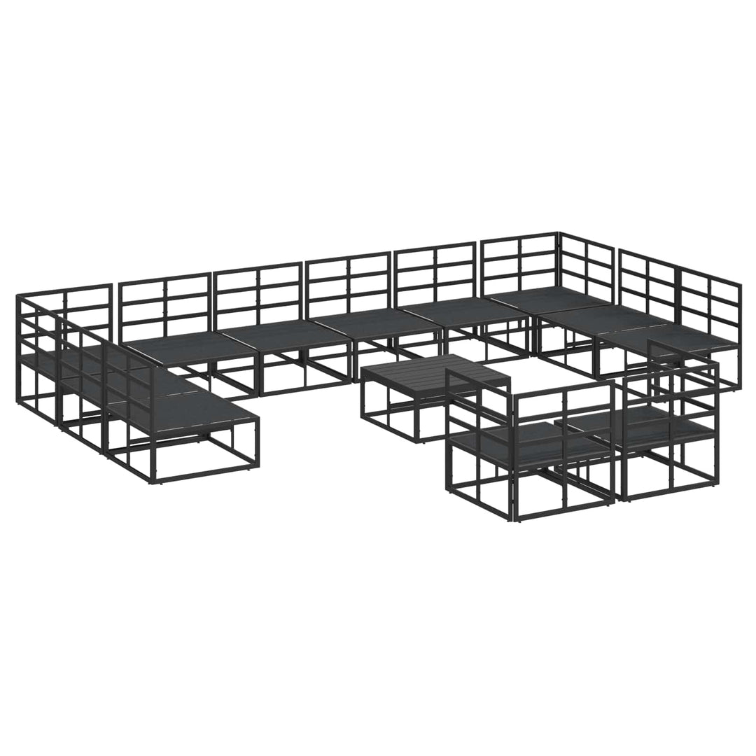 Havesofa Sæt med pude 13 pcs Sort Aluminium