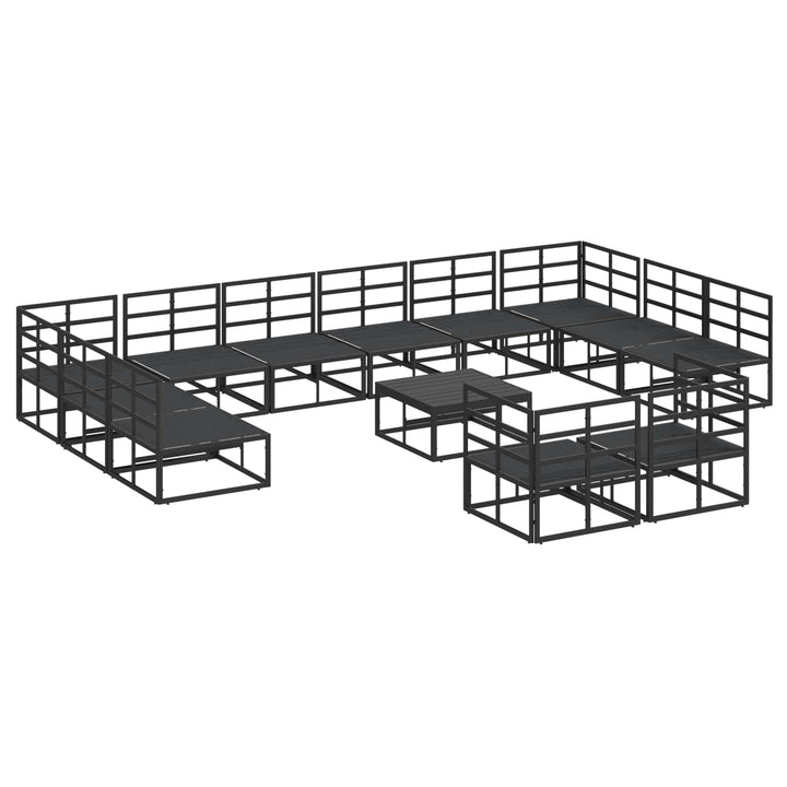 Havesofa Sæt med pude 13 pcs Sort Aluminium