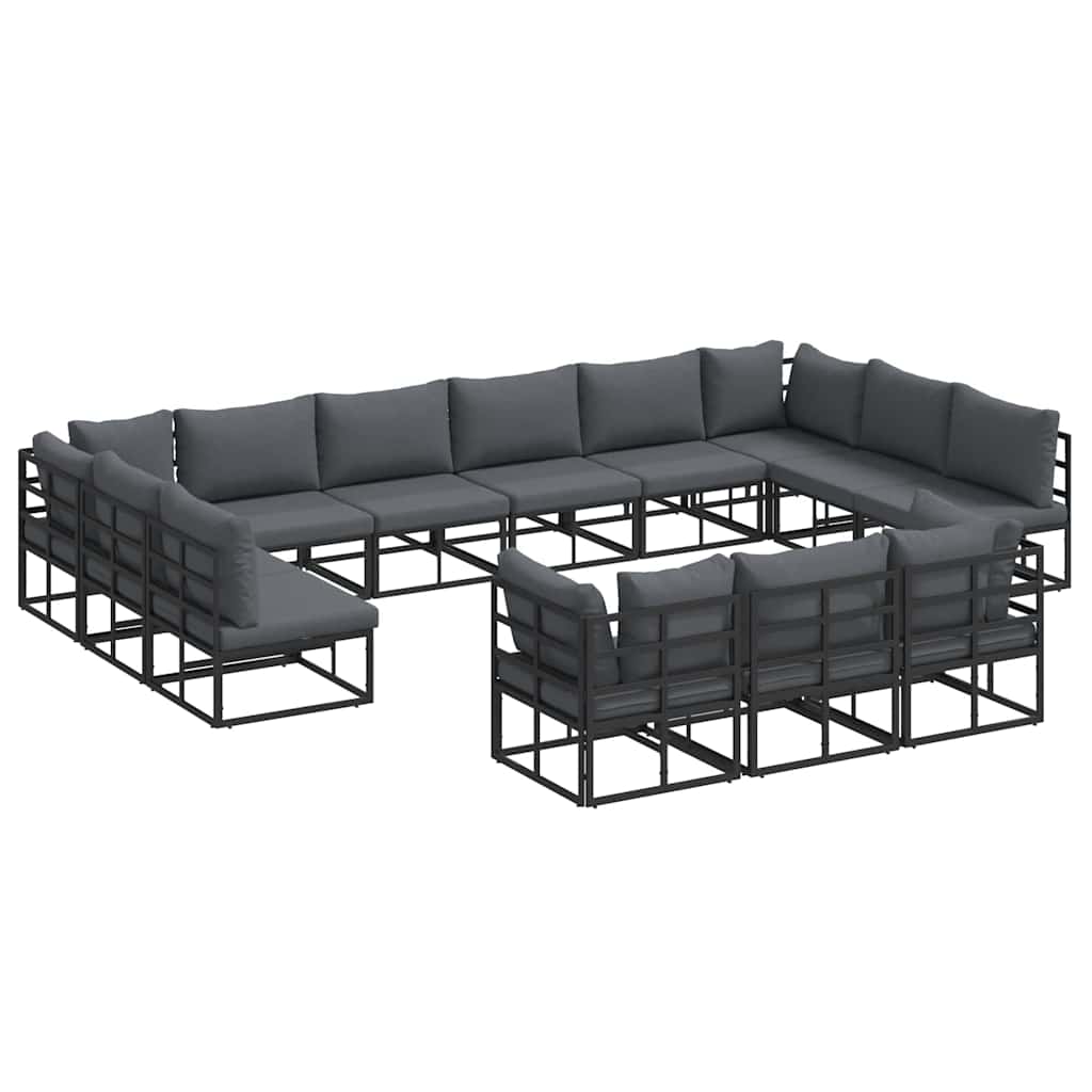 Havesofa Sæt med pude 13 pcs Sort Aluminium