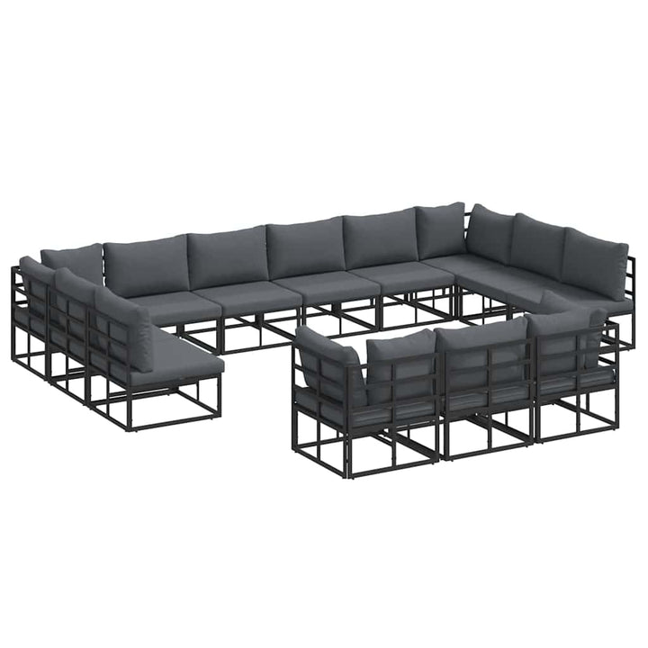 Havesofa Sæt med pude 13 pcs Sort Aluminium