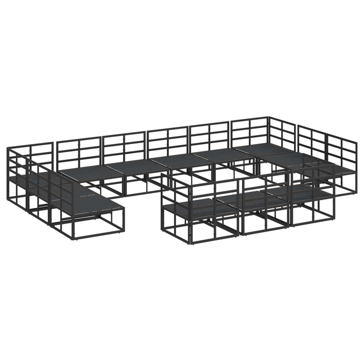 Havesofa Sæt med pude 13 pcs Sort Aluminium