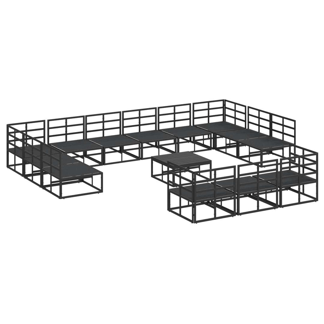 Havesofa Sæt med pude 14 pcs Sort Aluminium