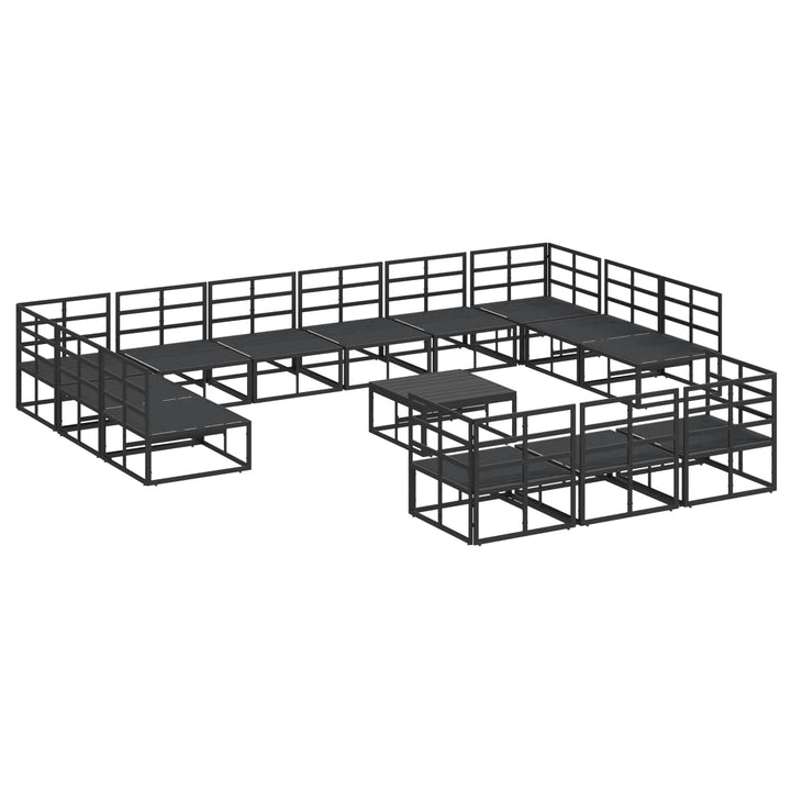 Havesofa Sæt med pude 14 pcs Sort Aluminium