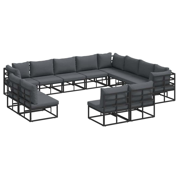 Havesofa Sæt med pude 12 pcs Sort Aluminium
