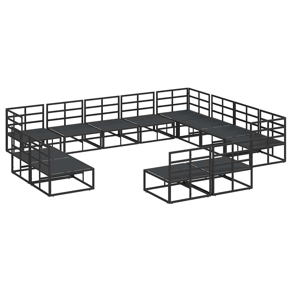 Havesofa Sæt med pude 12 pcs Sort Aluminium