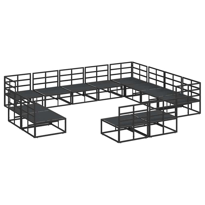 Havesofa Sæt med pude 12 pcs Sort Aluminium