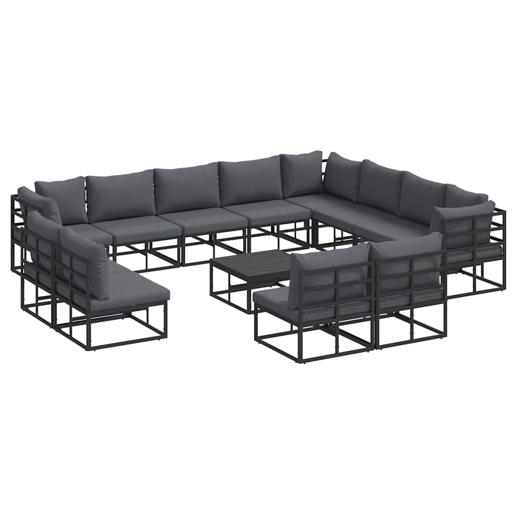 Havesofa Sæt med pude 13 pcs Sort Aluminium