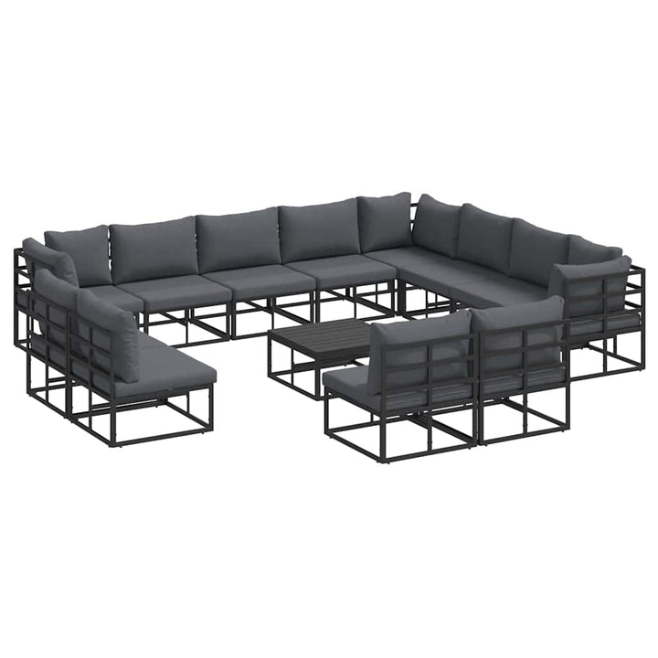 Havesofa Sæt med pude 13 pcs Sort Aluminium