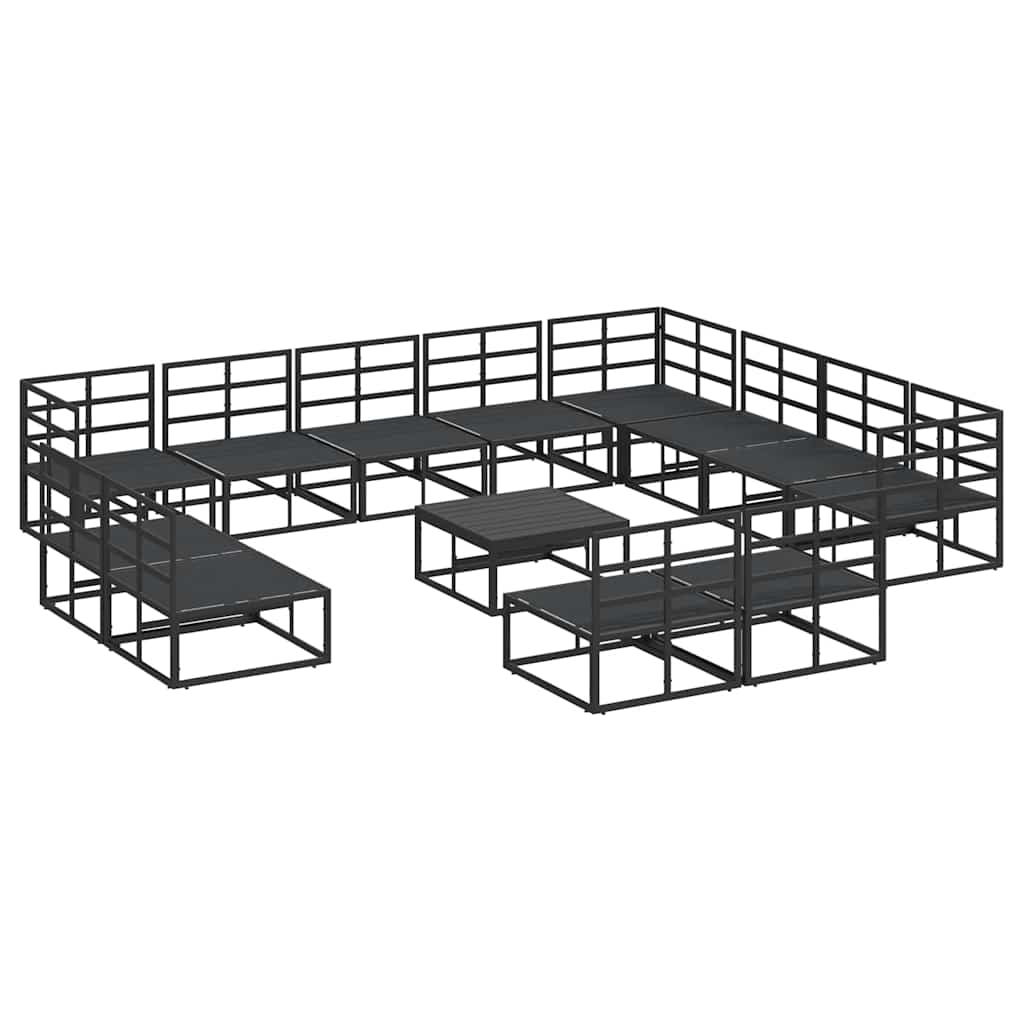 Havesofa Sæt med pude 13 pcs Sort Aluminium