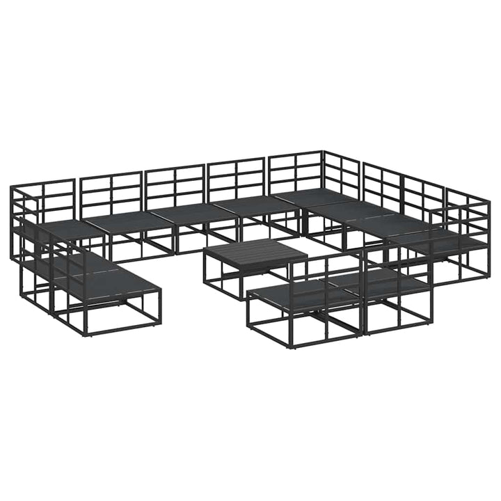Havesofa Sæt med pude 13 pcs Sort Aluminium
