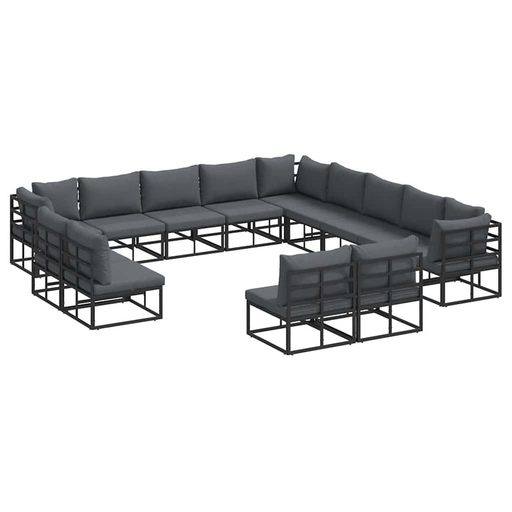 Havesofa Sæt med pude 13 pcs Sort Aluminium