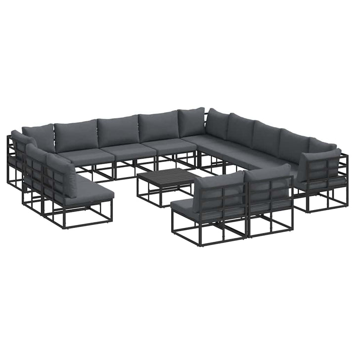 Havesofa Sæt med pude 14 pcs Sort Aluminium