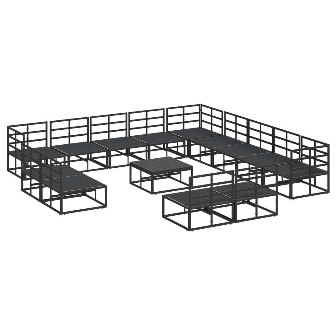 Havesofa Sæt med pude 14 pcs Sort Aluminium