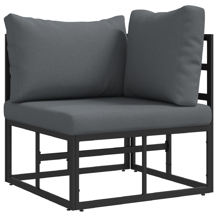 Havesofa Sæt med pude 14 pcs Sort Aluminium