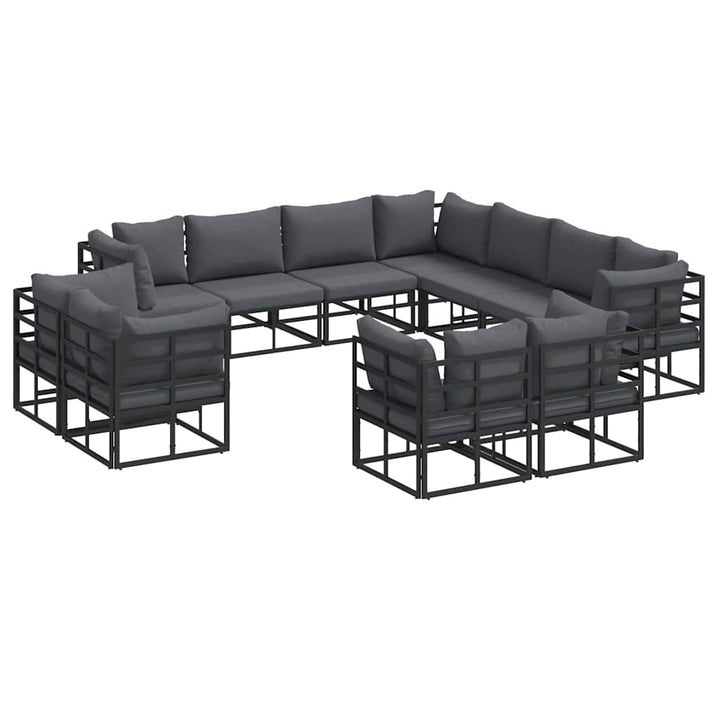 Havesofa Sæt med pude 11 pcs Sort Aluminium