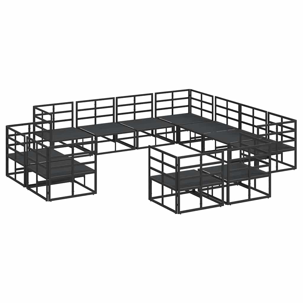 Havesofa Sæt med pude 11 pcs Sort Aluminium