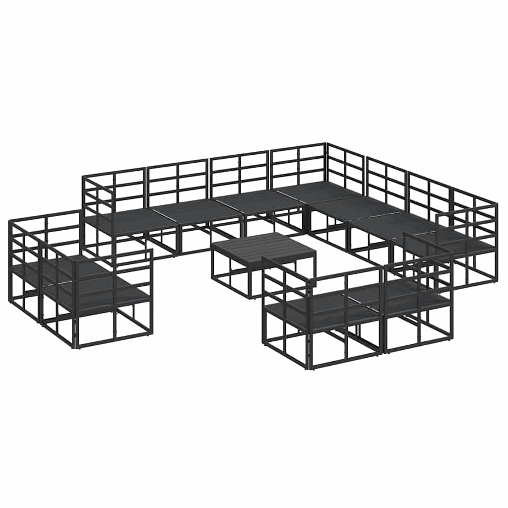 Havesofa Sæt med pude 12 pcs Sort Aluminium