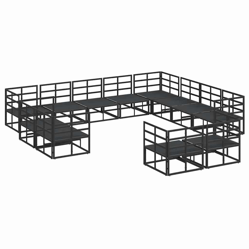 Havesofa Sæt med pude 12 pcs Sort Aluminium