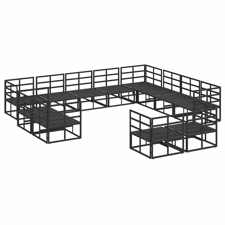 Havesofa Sæt med pude 12 pcs Sort Aluminium