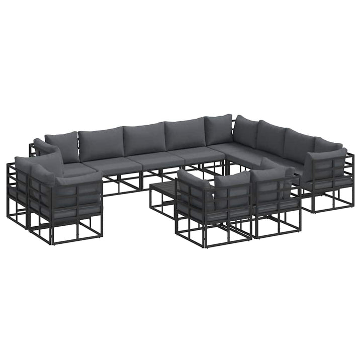 Havesofa Sæt med pude 13 pcs Sort Aluminium