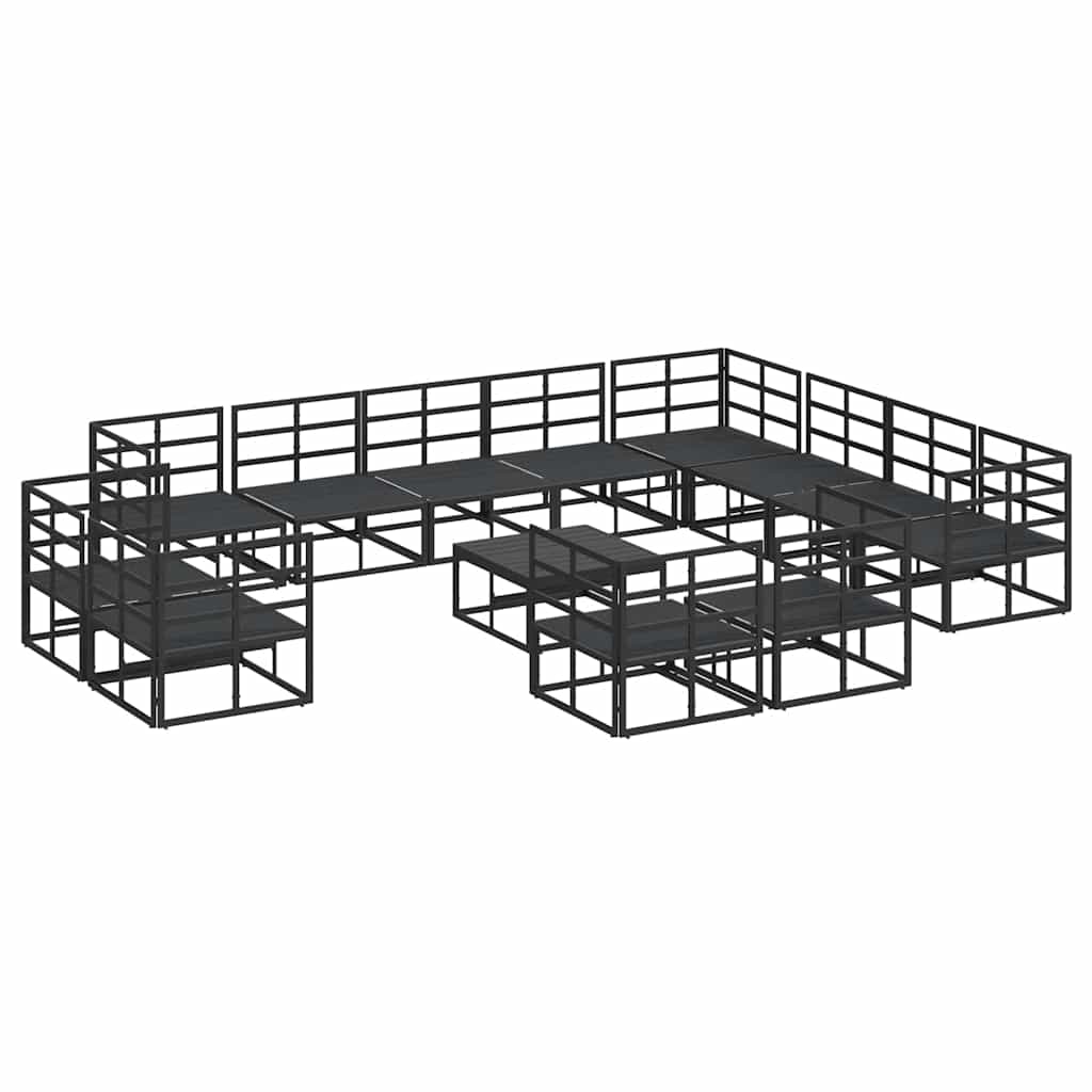 Havesofa Sæt med pude 13 pcs Sort Aluminium