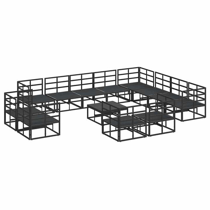 Havesofa Sæt med pude 13 pcs Sort Aluminium