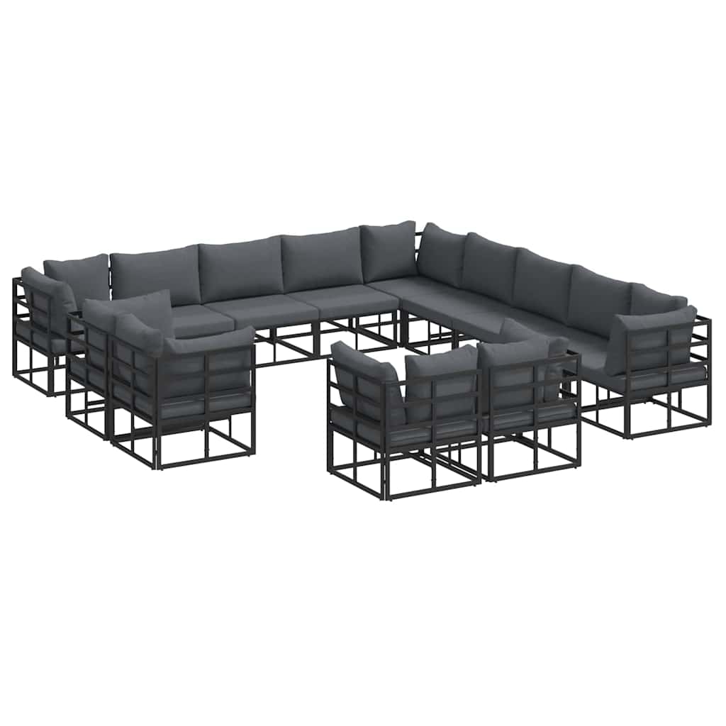 Havesofa Sæt med pude 13 pcs Sort Aluminium
