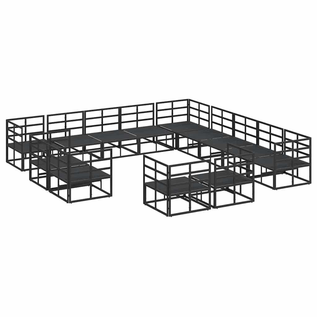 Havesofa Sæt med pude 13 pcs Sort Aluminium