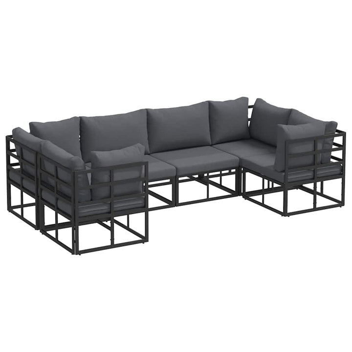 Havesofa Sæt med pude 6 pcs Sort Aluminium