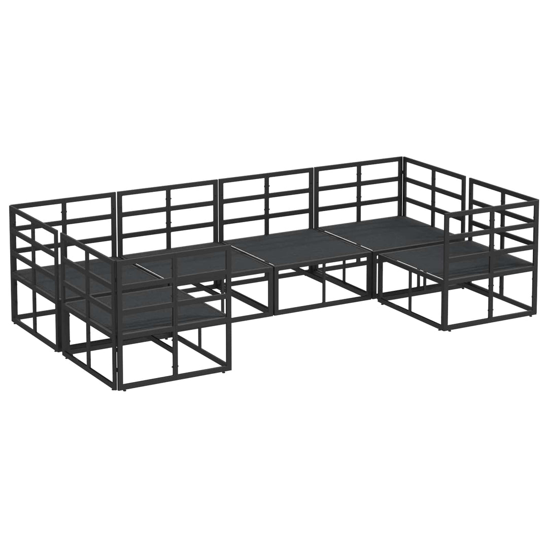 Havesofa Sæt med pude 6 pcs Sort Aluminium