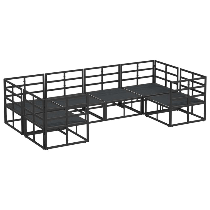 Havesofa Sæt med pude 6 pcs Sort Aluminium