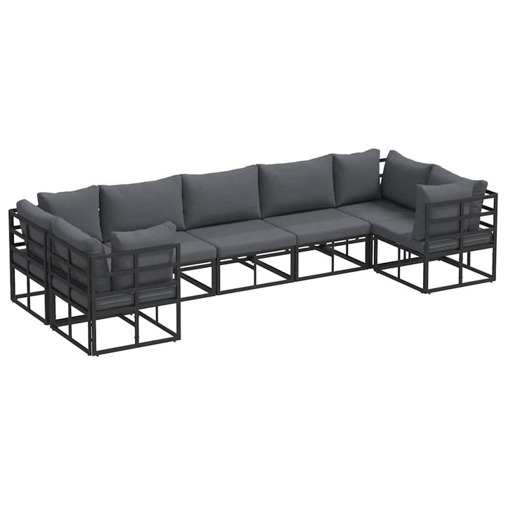 Havesofa Sæt med pude 7 pcs Sort Aluminium