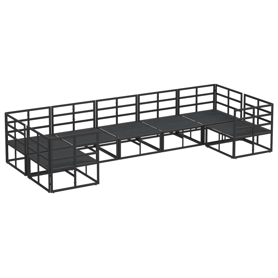 Havesofa Sæt med pude 7 pcs Sort Aluminium