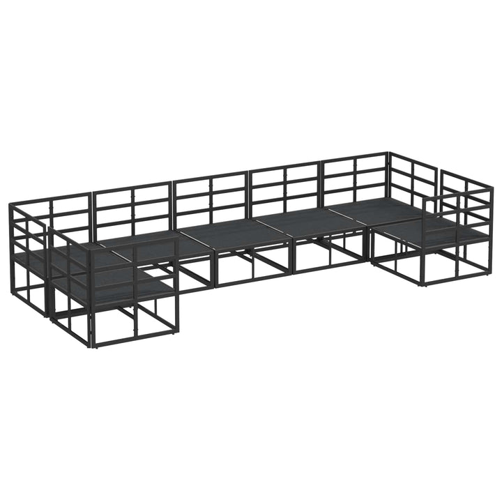Havesofa Sæt med pude 7 pcs Sort Aluminium