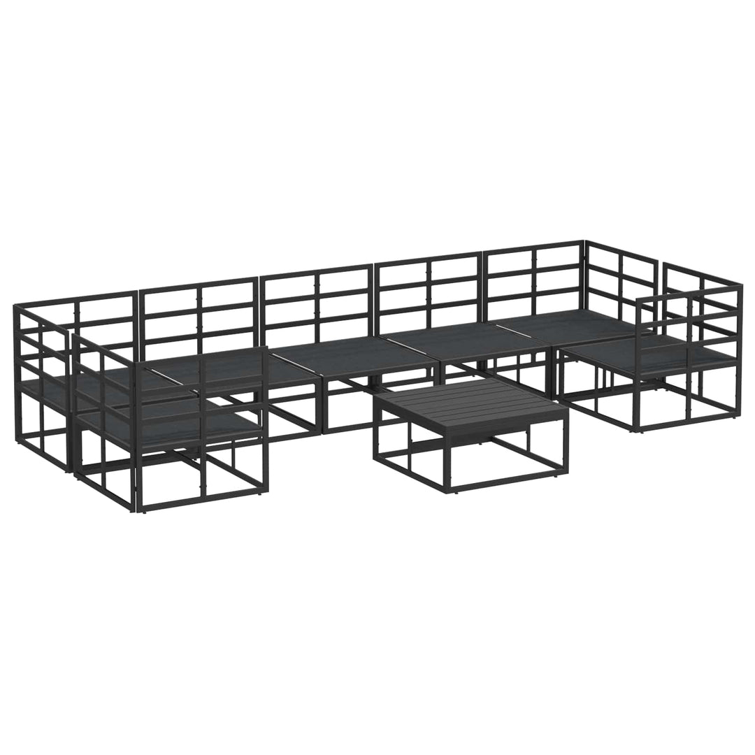 Havesofa Sæt med pude 8 pcs Sort Aluminium