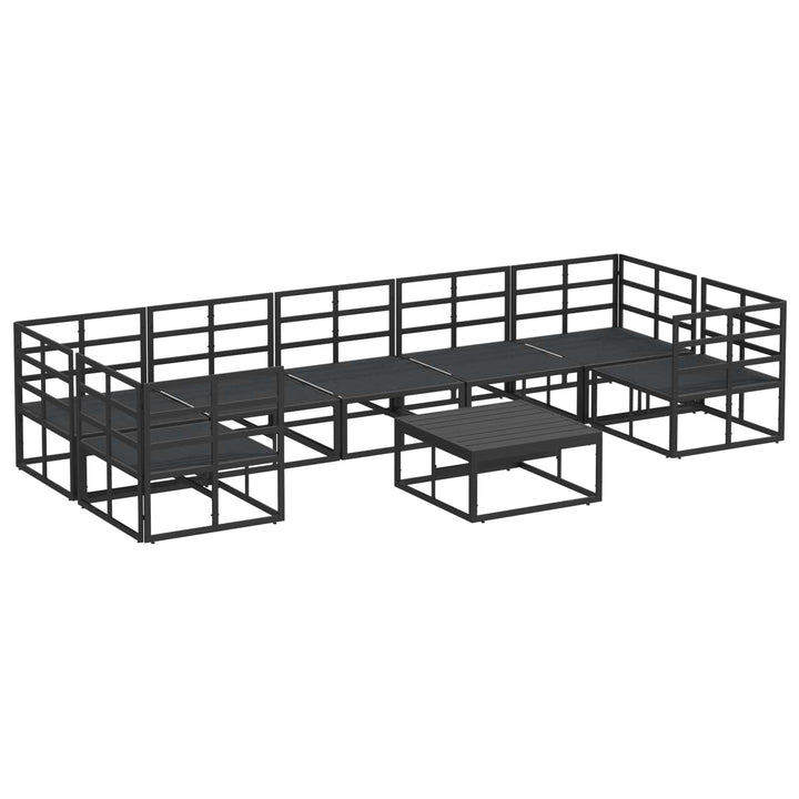 Havesofa Sæt med pude 8 pcs Sort Aluminium