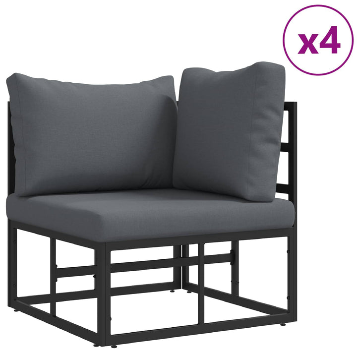 Havesofa Sæt med pude 8 pcs Sort Aluminium
