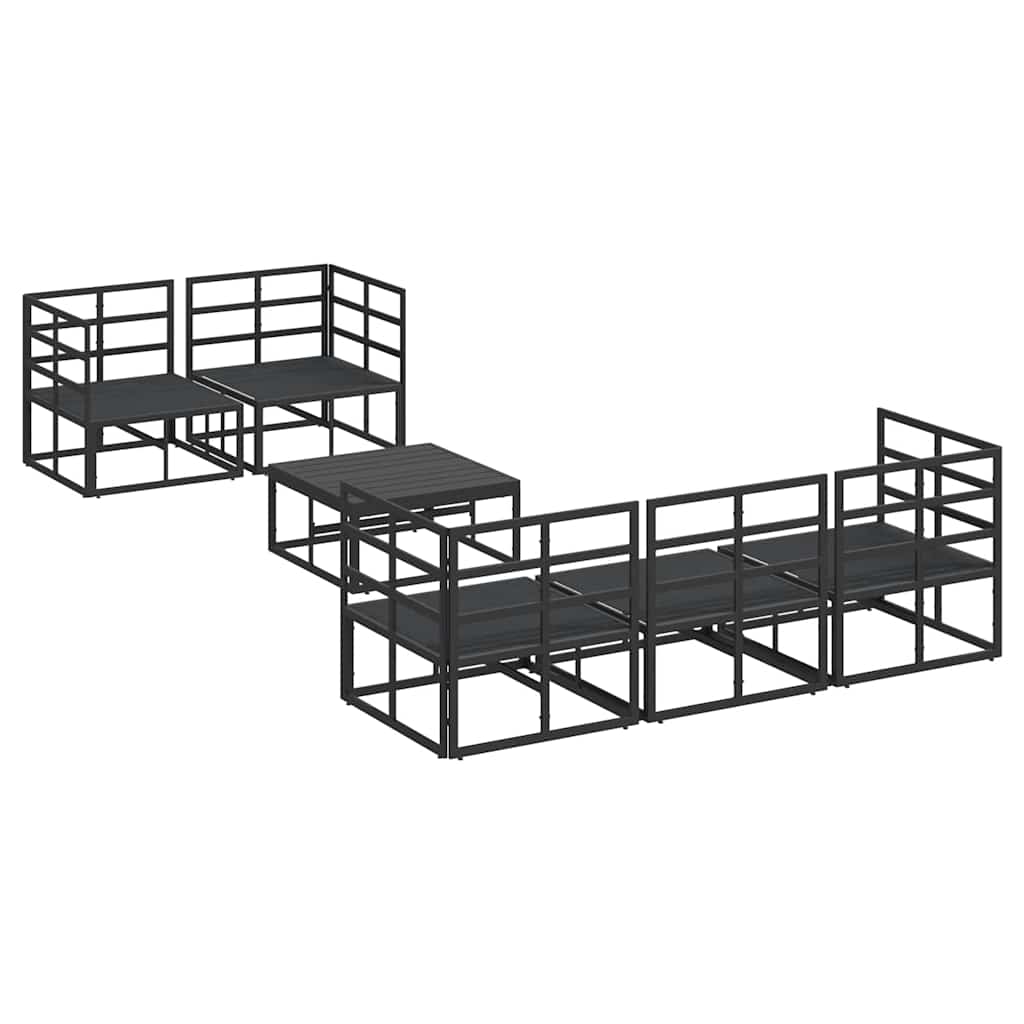 Havesofa Sæt med pude 6 pcs Sort Stål