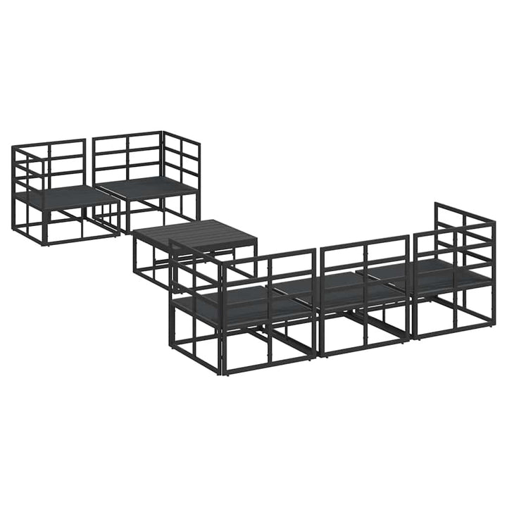 Havesofa Sæt med pude 6 pcs Sort Stål