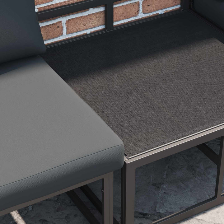 Havesofa Sæt med pude 9 pcs Sort Stål