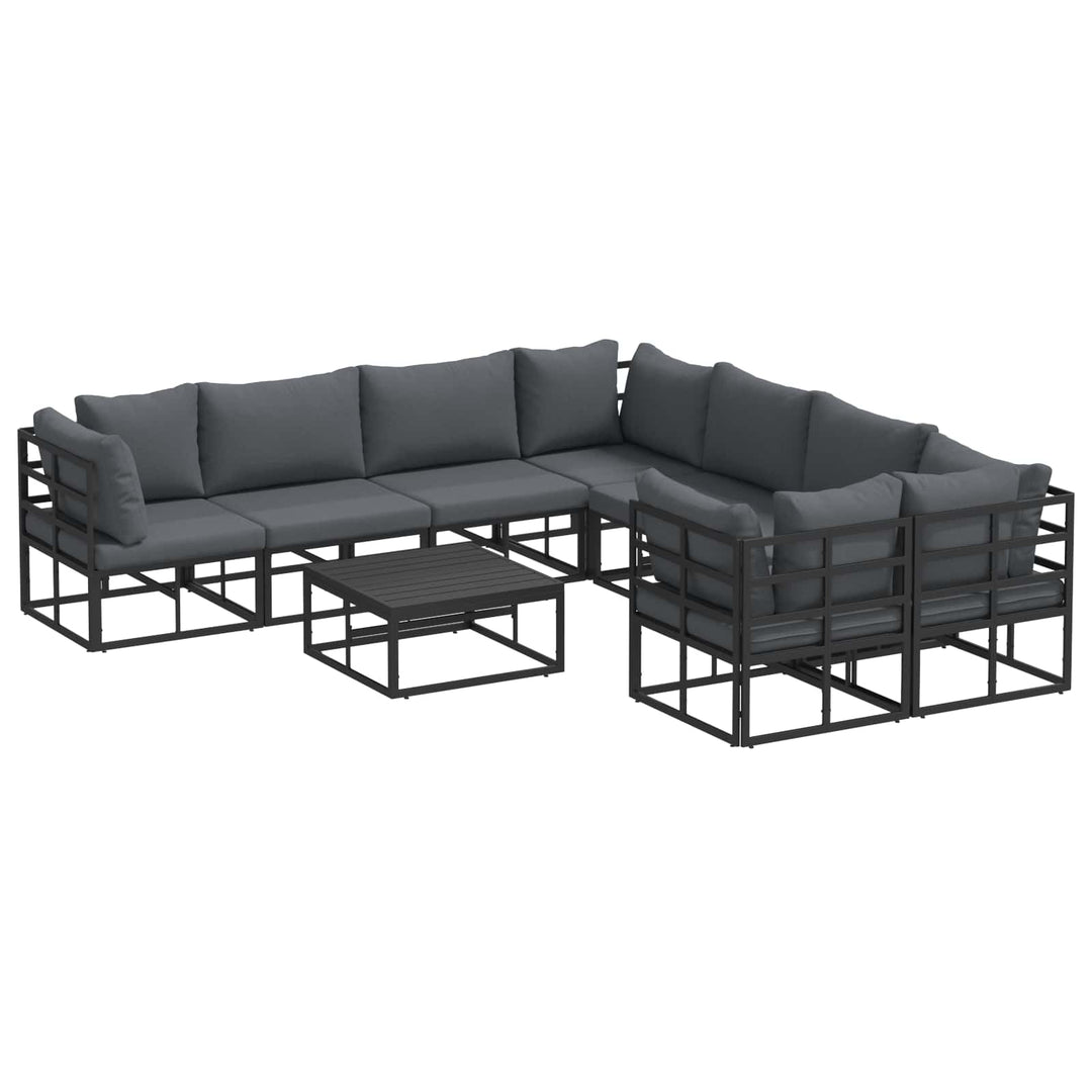 Havesofa Sæt med pude 9 pcs Sort Stål