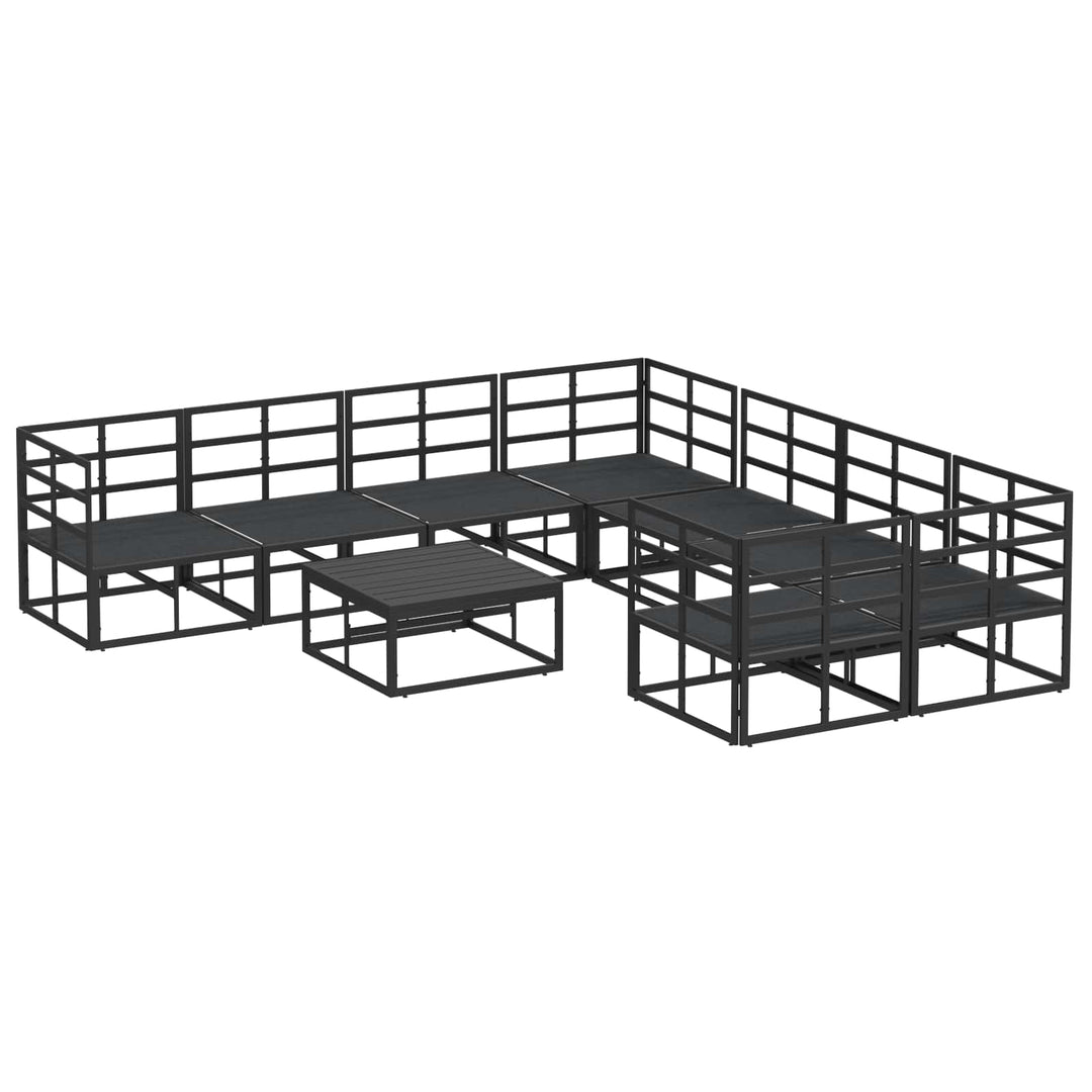 Havesofa Sæt med pude 9 pcs Sort Stål