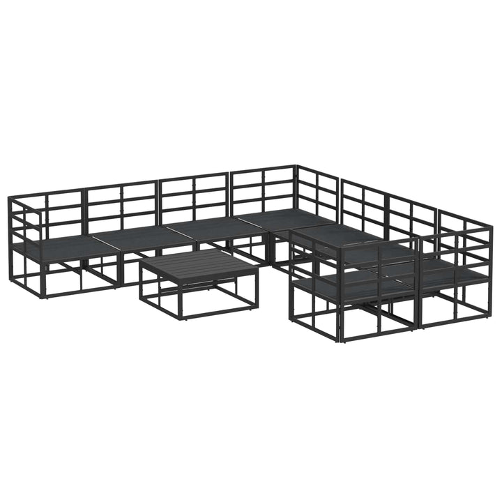 Havesofa Sæt med pude 9 pcs Sort Stål