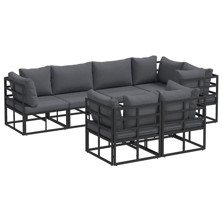 Havesofa Sæt med pude 7 pcs Sort Stål