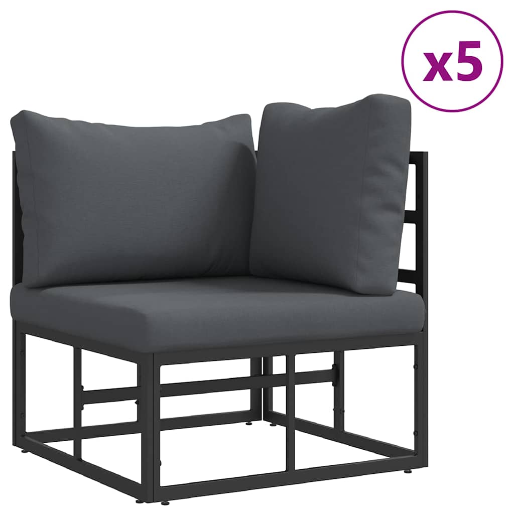 Havesofa Sæt med pude 7 pcs Sort Stål