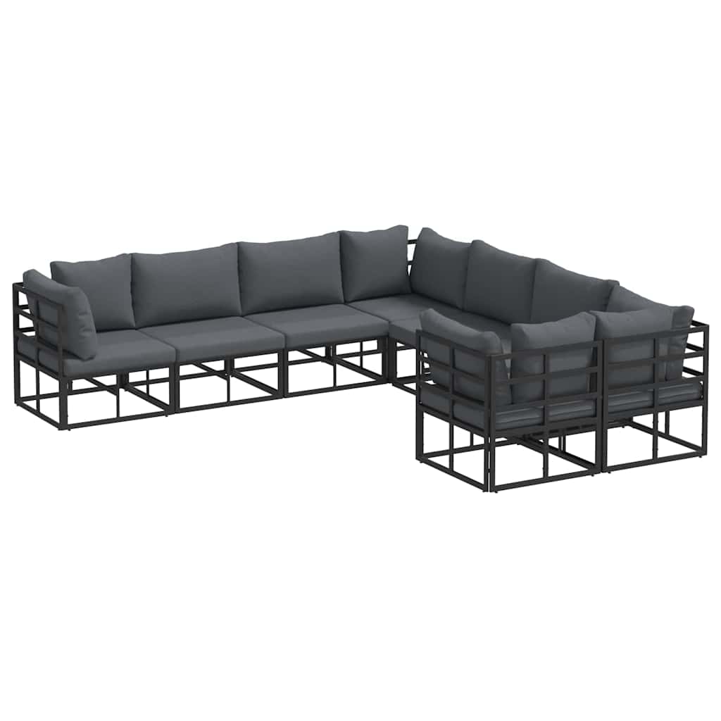 Havesofa Sæt med pude 8 pcs Sort Stål