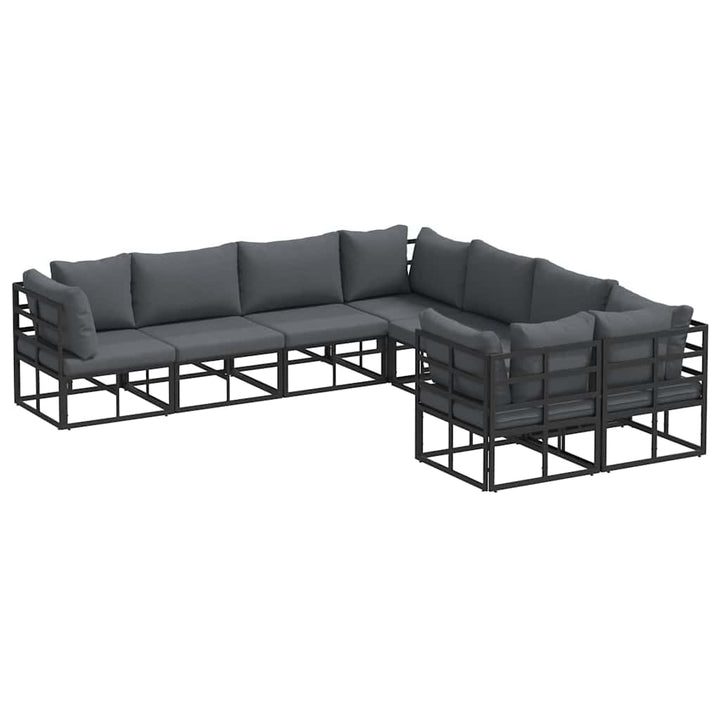 Havesofa Sæt med pude 8 pcs Sort Stål